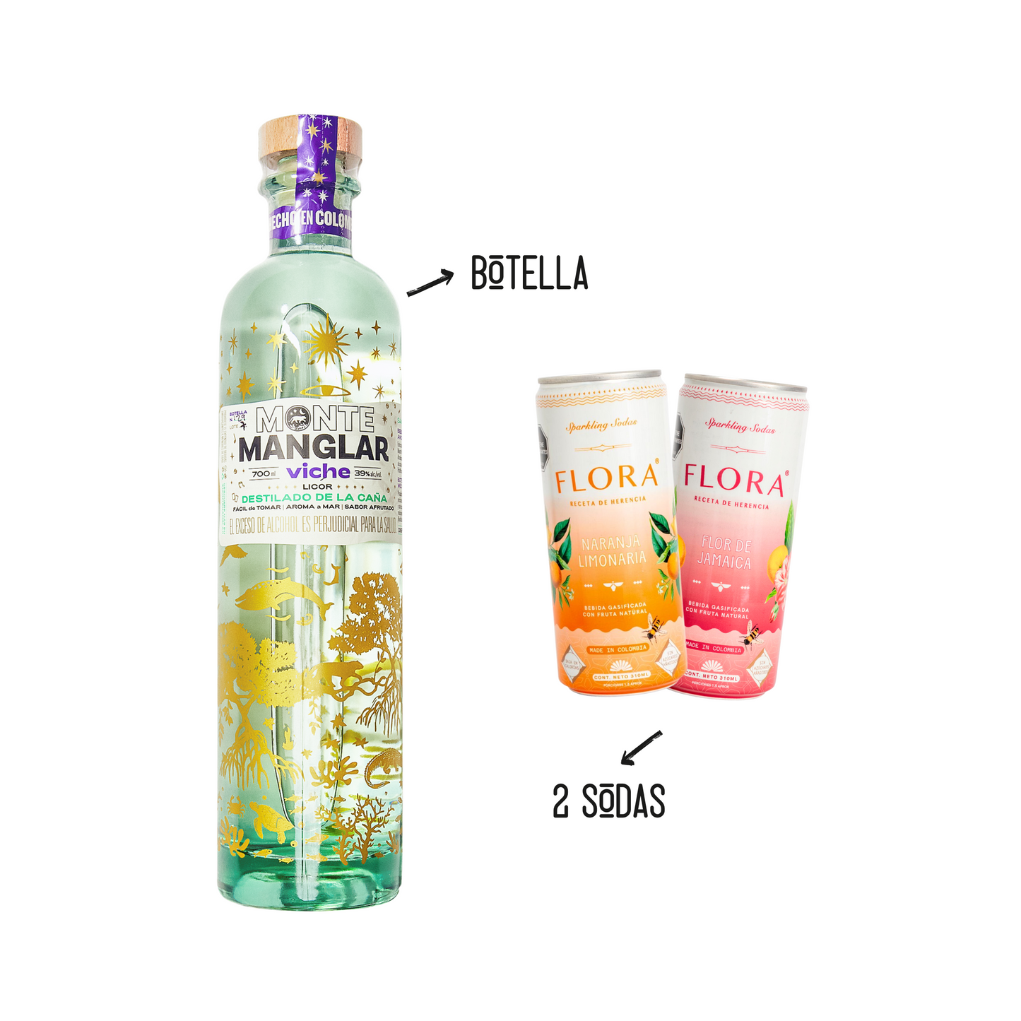 Botella Monte Manglar + 2 Sodas Flora