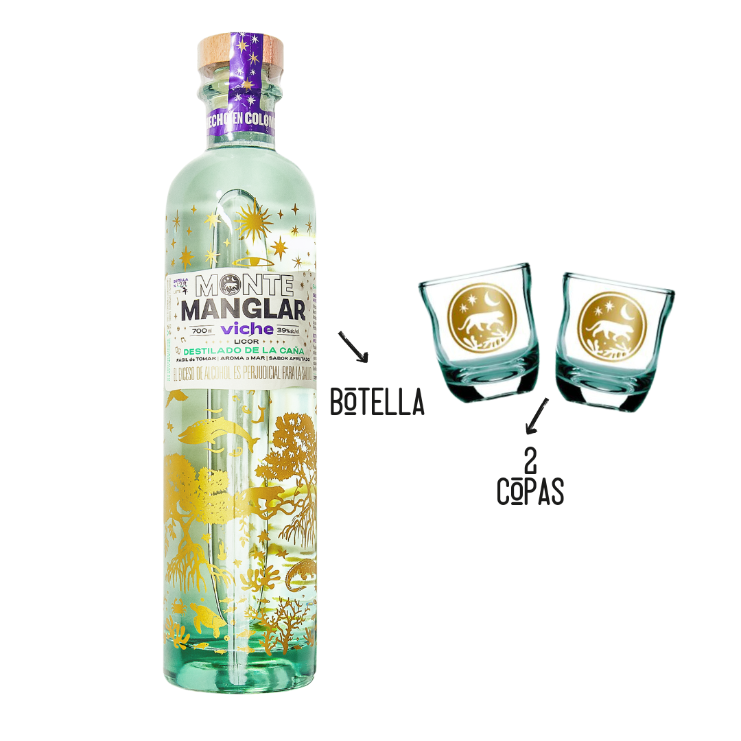 Botella Monte Manglar + 2 Copas Vicheras